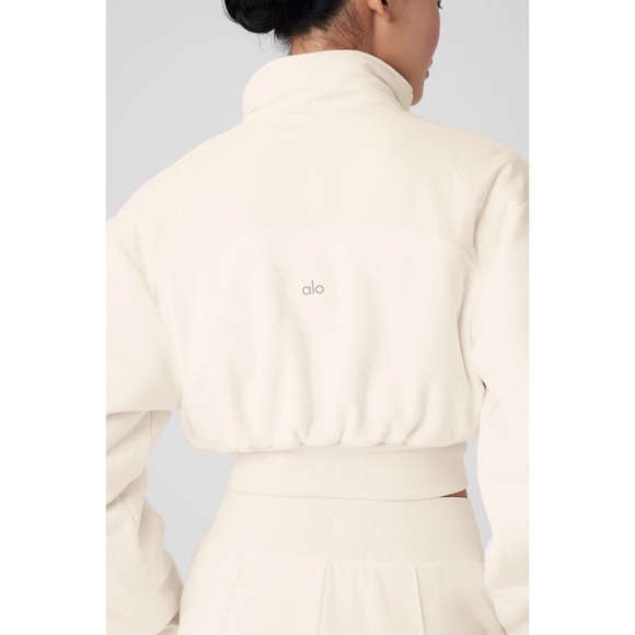 Alo Yoga Polar Fleece Cropped Wintry Mix Jacket Ivory S - Picture 4 of 14